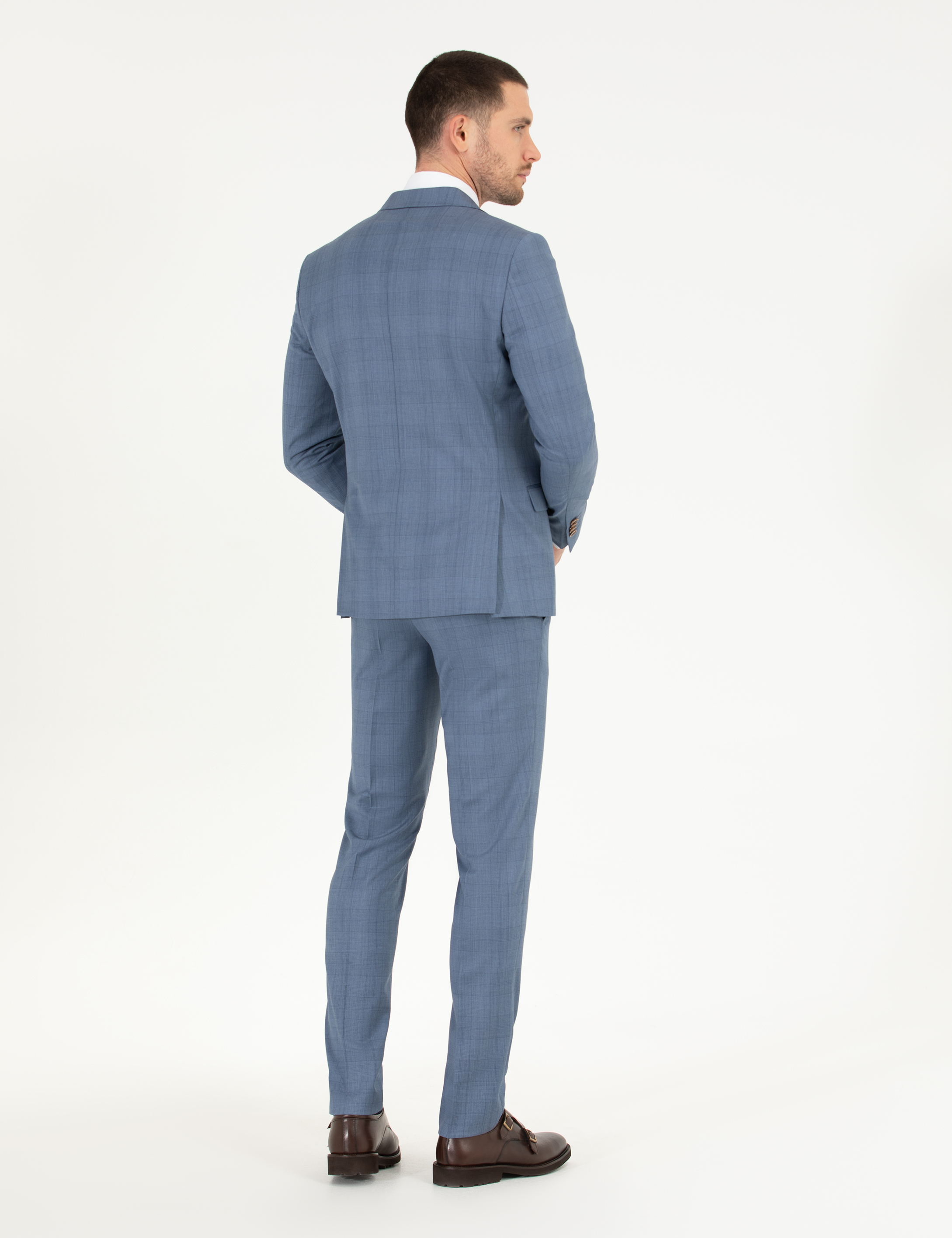 %100 Yün Mavi Ekstra Slim Fit Takım Elbise