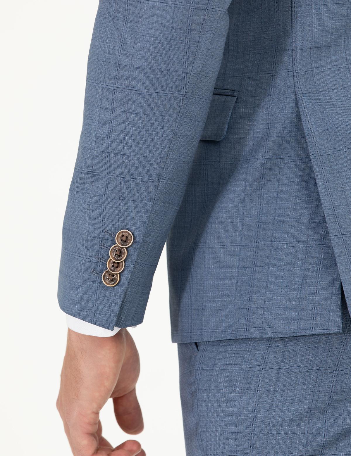 %100 Yün Mavi Ekstra Slim Fit Takım Elbise - 50264963005