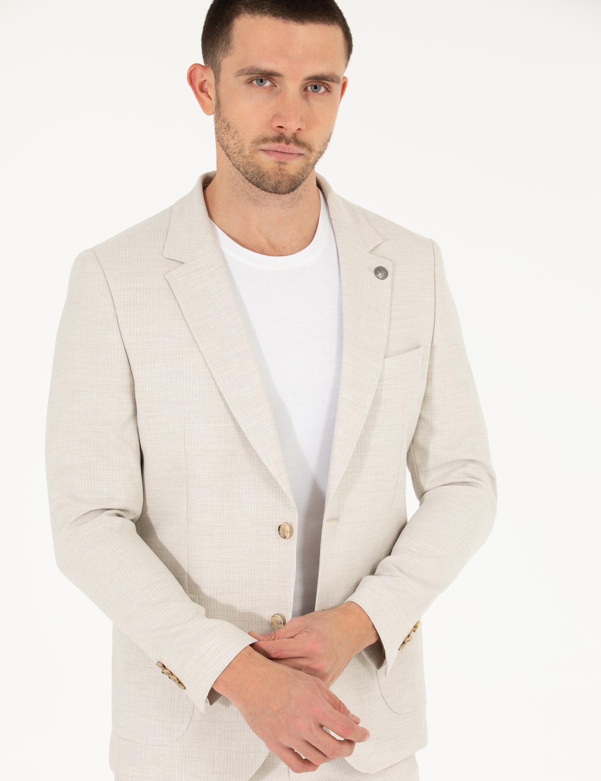 Bej Çizgili Spor Takım Elbise - 50264994206