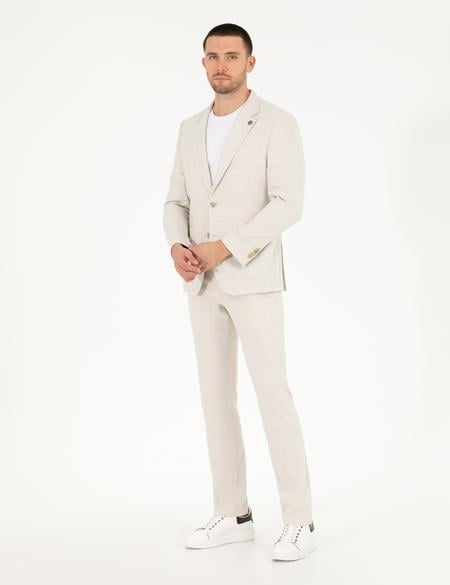 Bej Çizgili Spor Takım Elbise - 50264994206