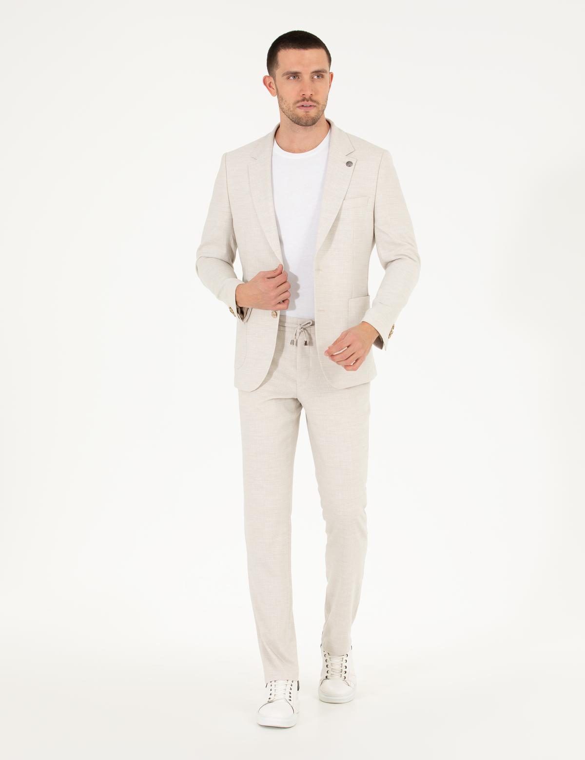 Bej Çizgili Spor Takım Elbise - 50264994206