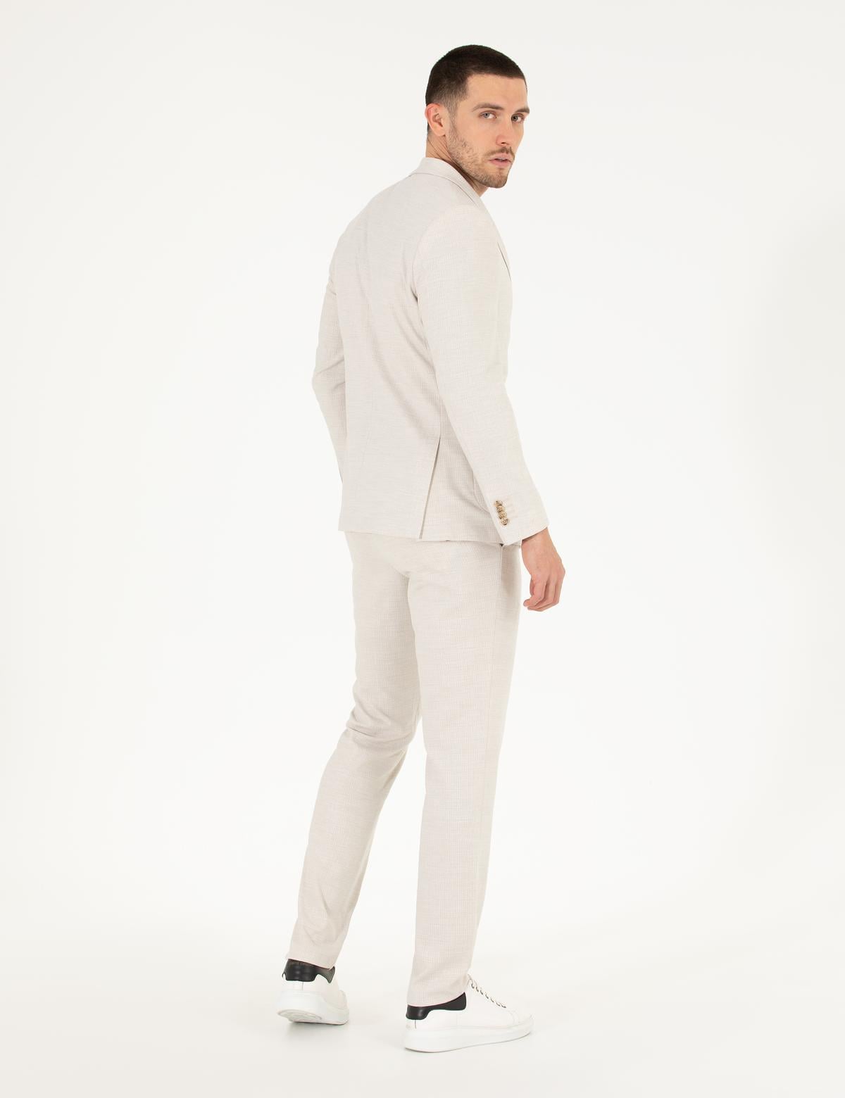 Bej Çizgili Spor Takım Elbise - 50264994206