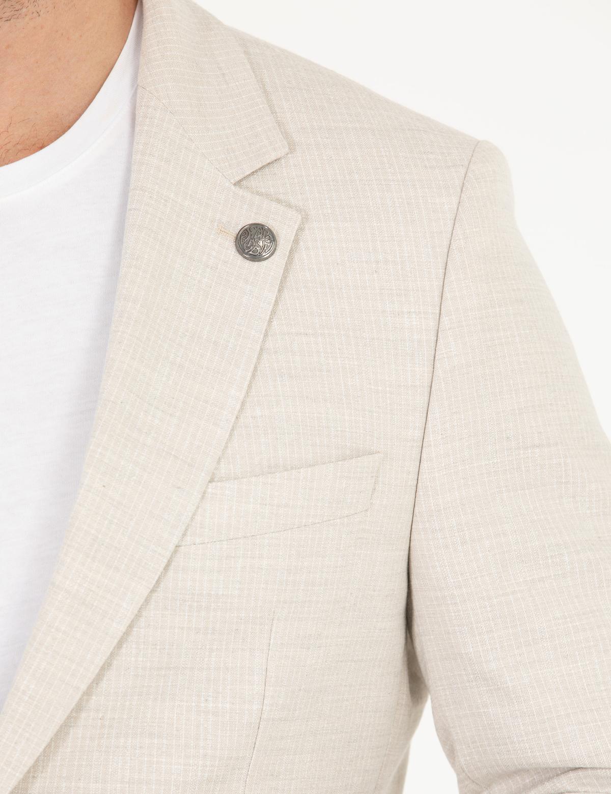 Bej Çizgili Spor Takım Elbise - 50264994206