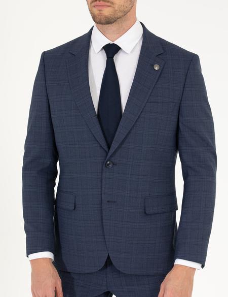 Ekose İndigo Slim Fit Takım Elbise - 50265015005