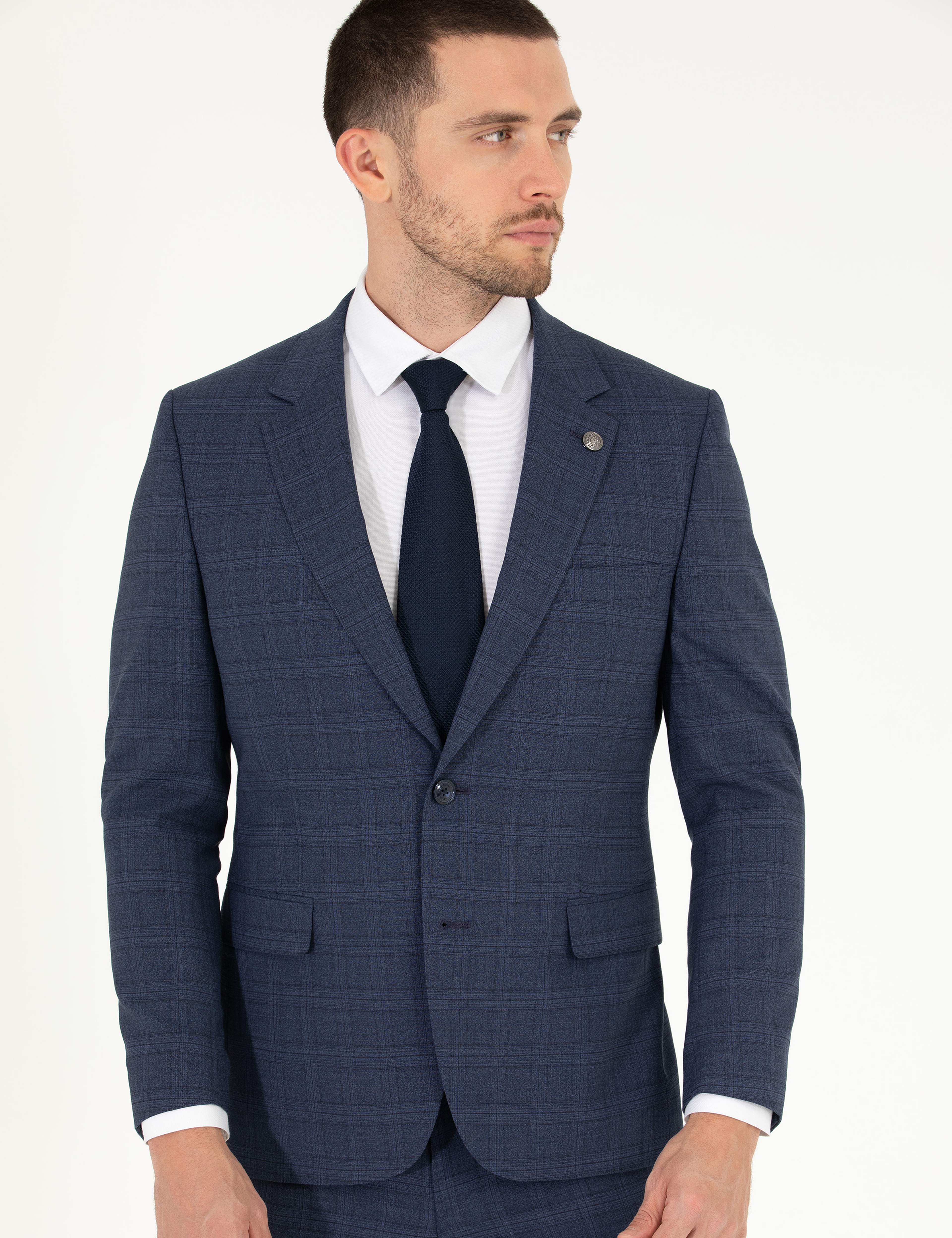 Ekose İndigo Slim Fit Takım Elbise - Image 3
