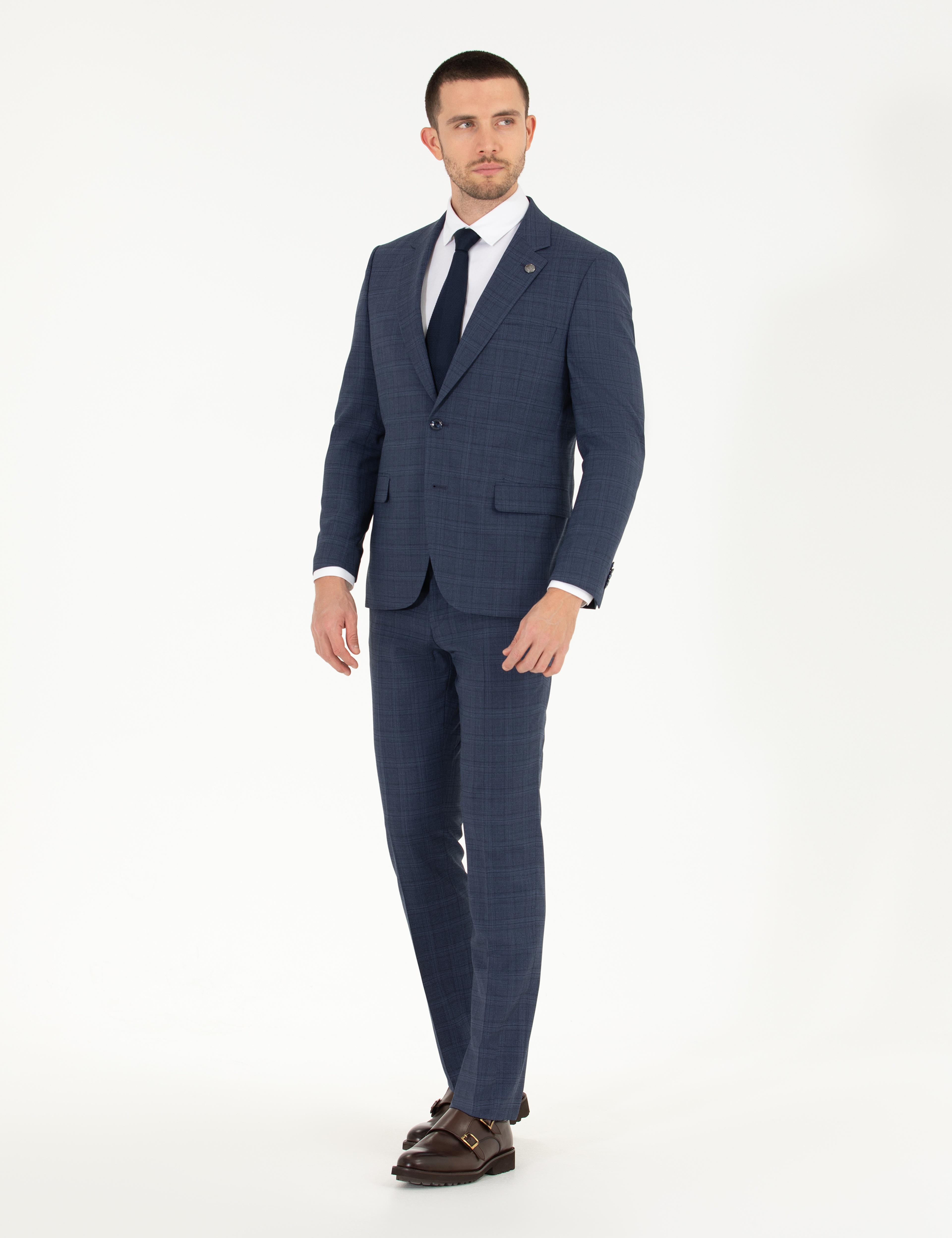 Ekose İndigo Slim Fit Takım Elbise - Image 4