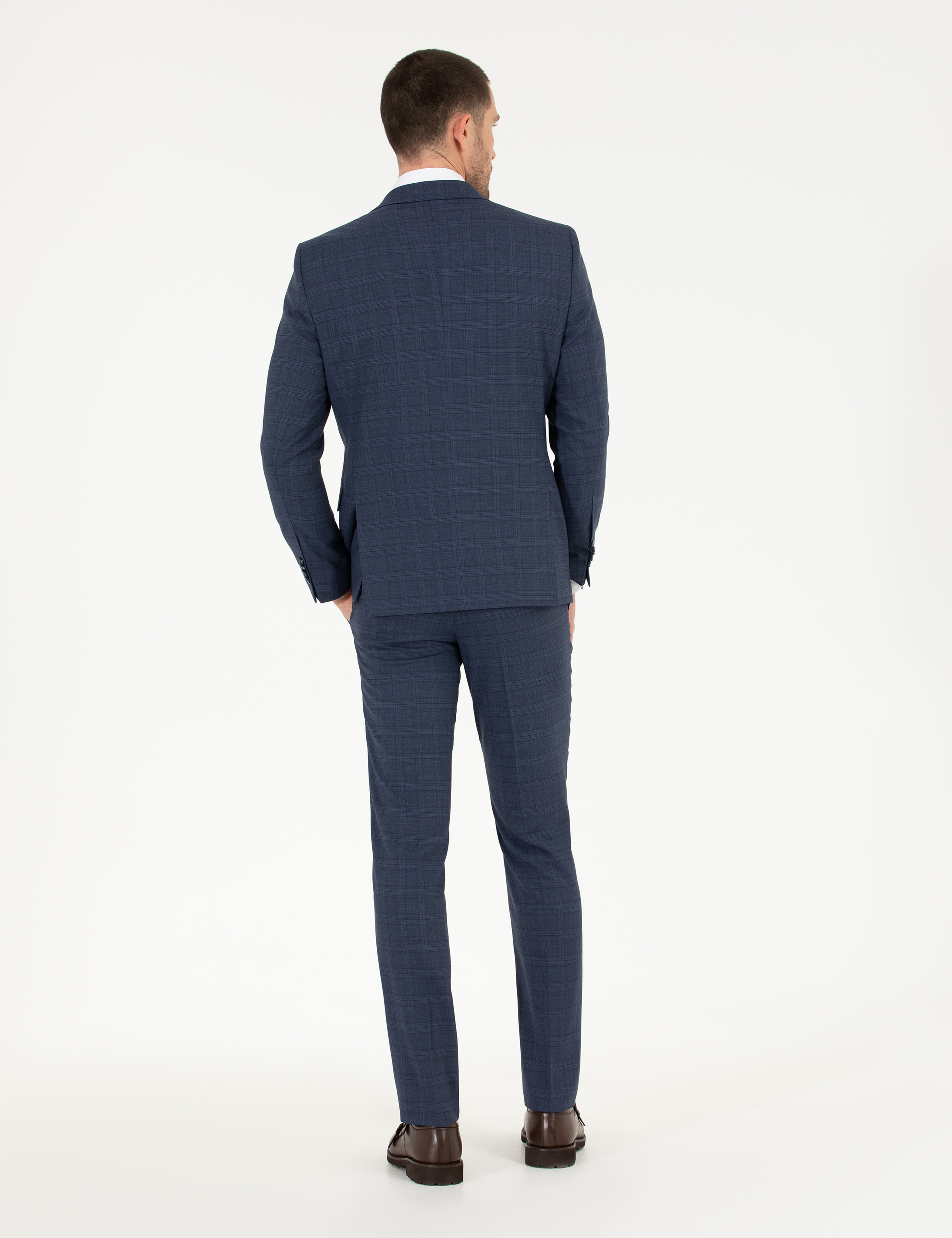 Ekose İndigo Slim Fit Takım Elbise - Image 5
