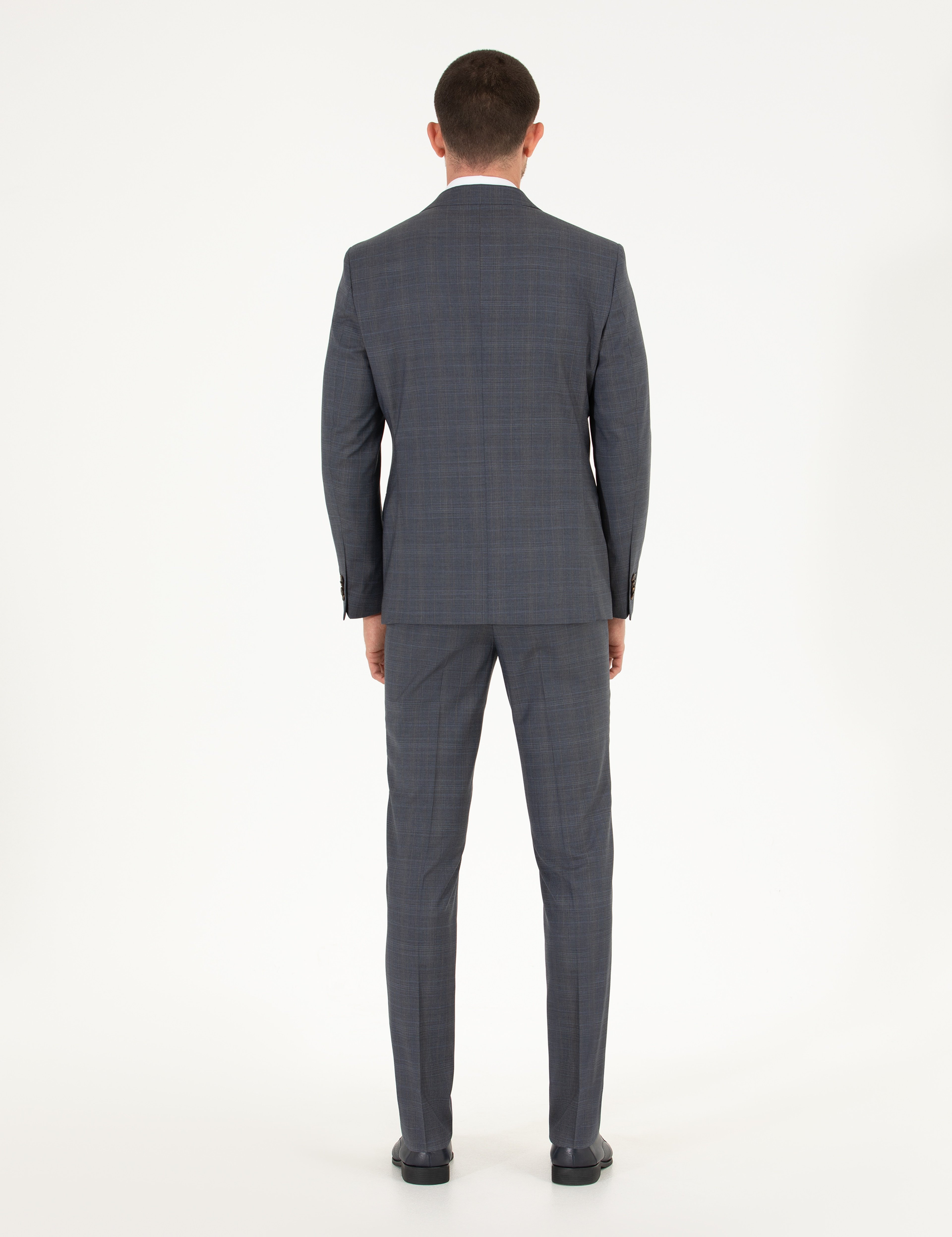 %100 Yün Gri Slim Fit Takım Elbise