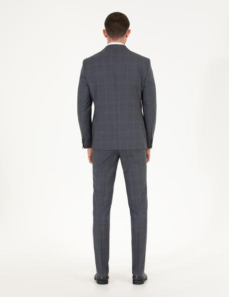 %100 Yün Gri Slim Fit Takım Elbise - 50265018005
