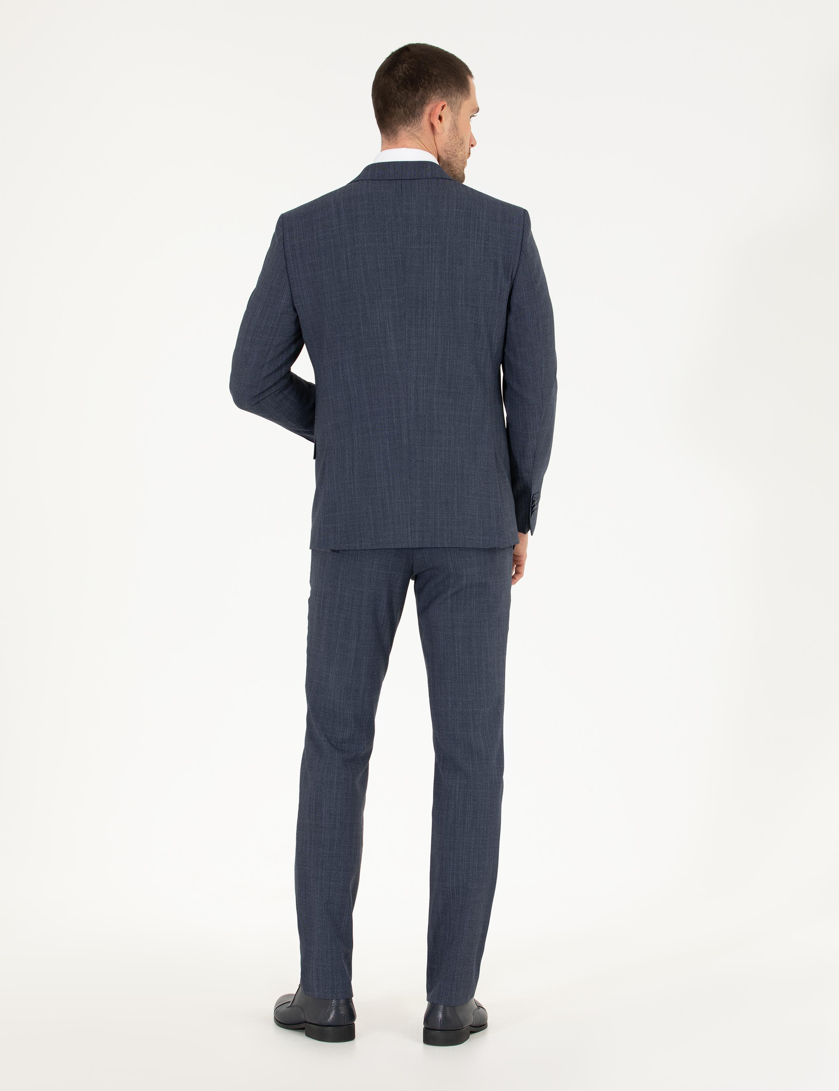 İndigo Slim Fit Yün Karışımlı Takım Elbise