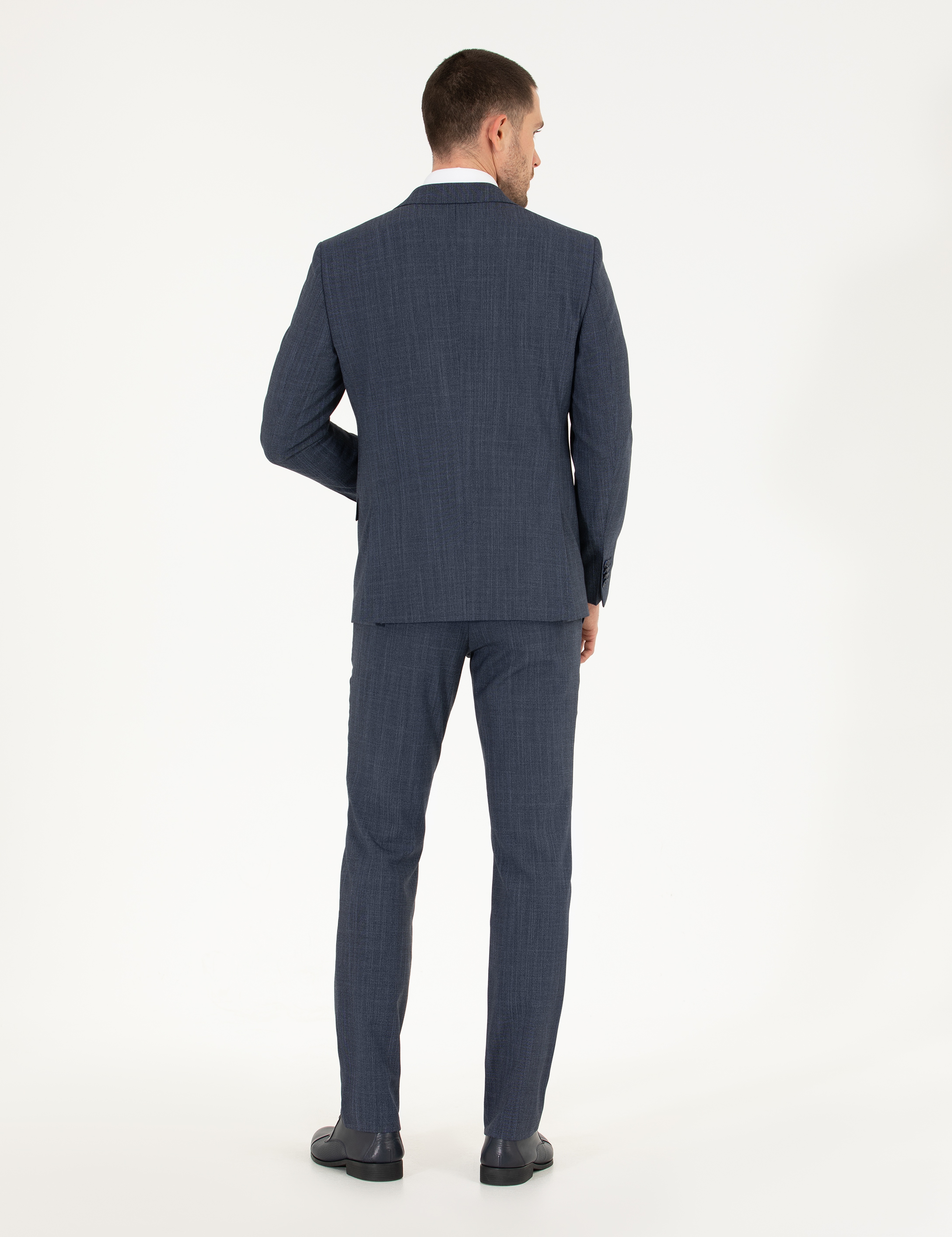 İndigo Slim Fit Yün Karışımlı Takım Elbise - Image 5