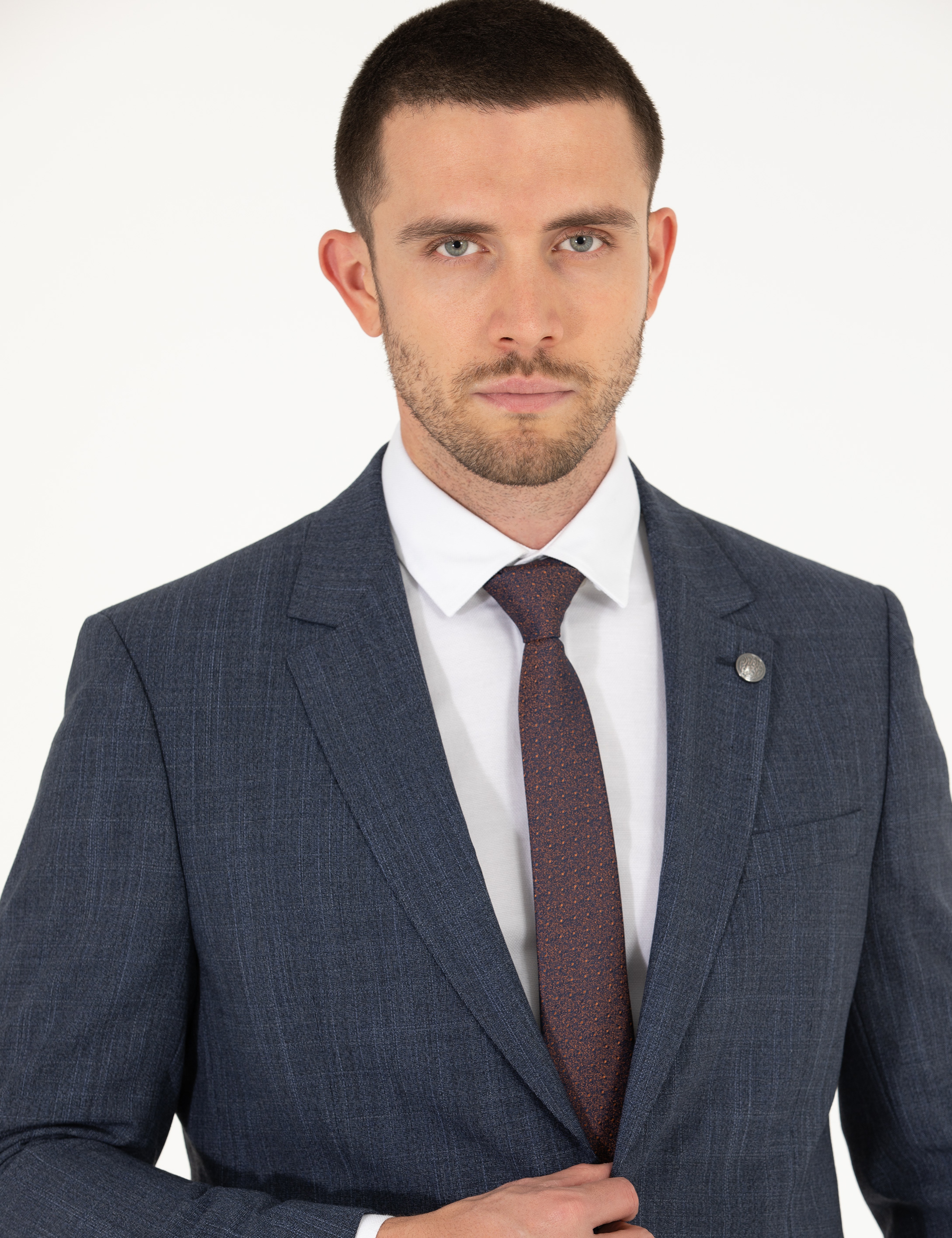 İndigo Slim Fit Yün Karışımlı Takım Elbise