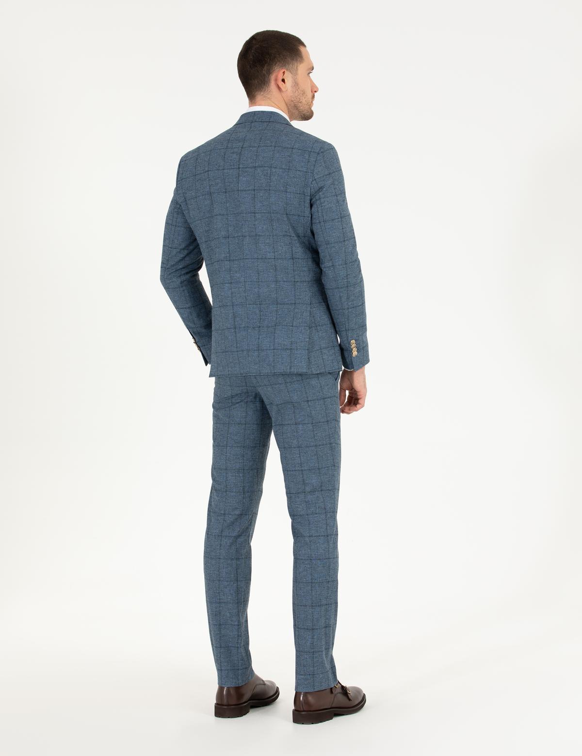 Ekose Açık Lacivert Slim Fit Takım Elbise - 50265090005