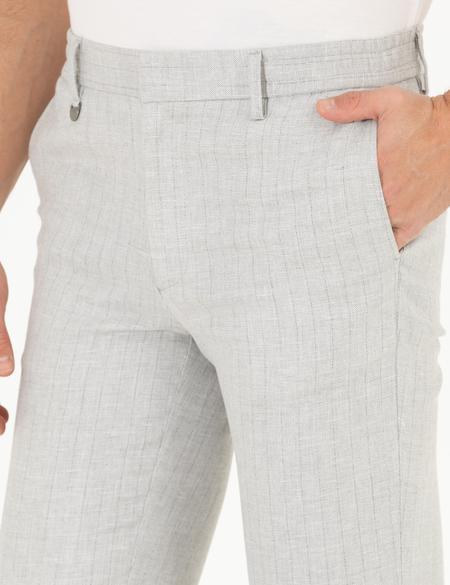 Gri Keten Karışımlı Jogger Kumaş Pantolon - 50265117006