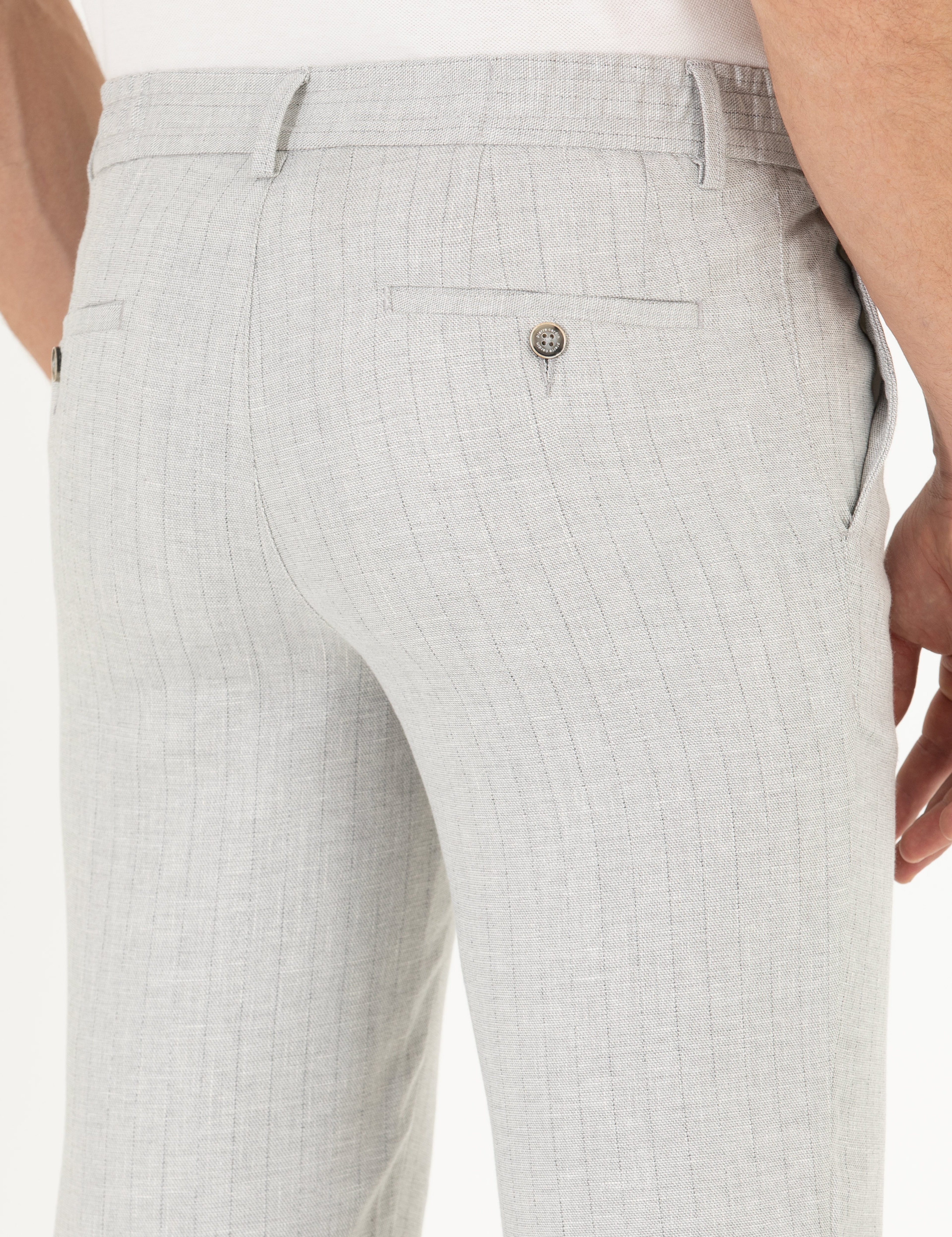 Gri Keten Karışımlı Jogger Kumaş Pantolon - Image 7