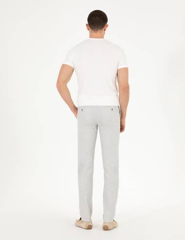 Gri Keten Karışımlı Jogger Kumaş Pantolon