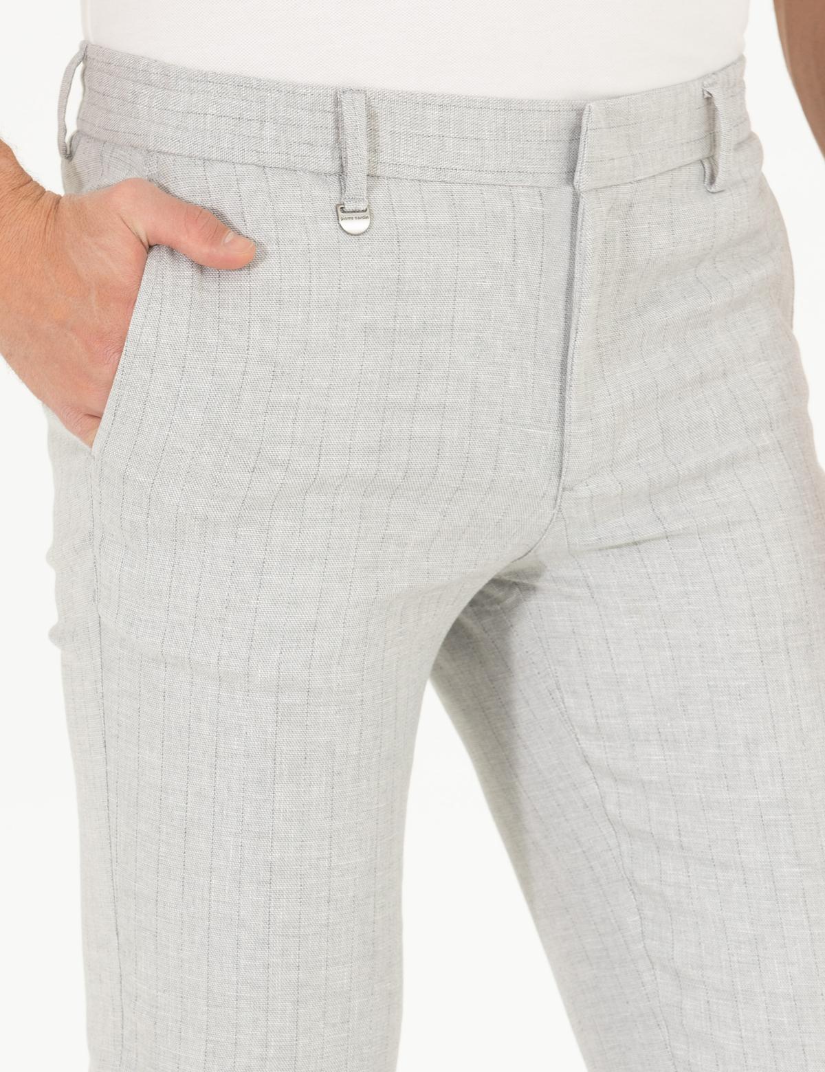 Gri Keten Karışımlı Jogger Kumaş Pantolon - 50265117006