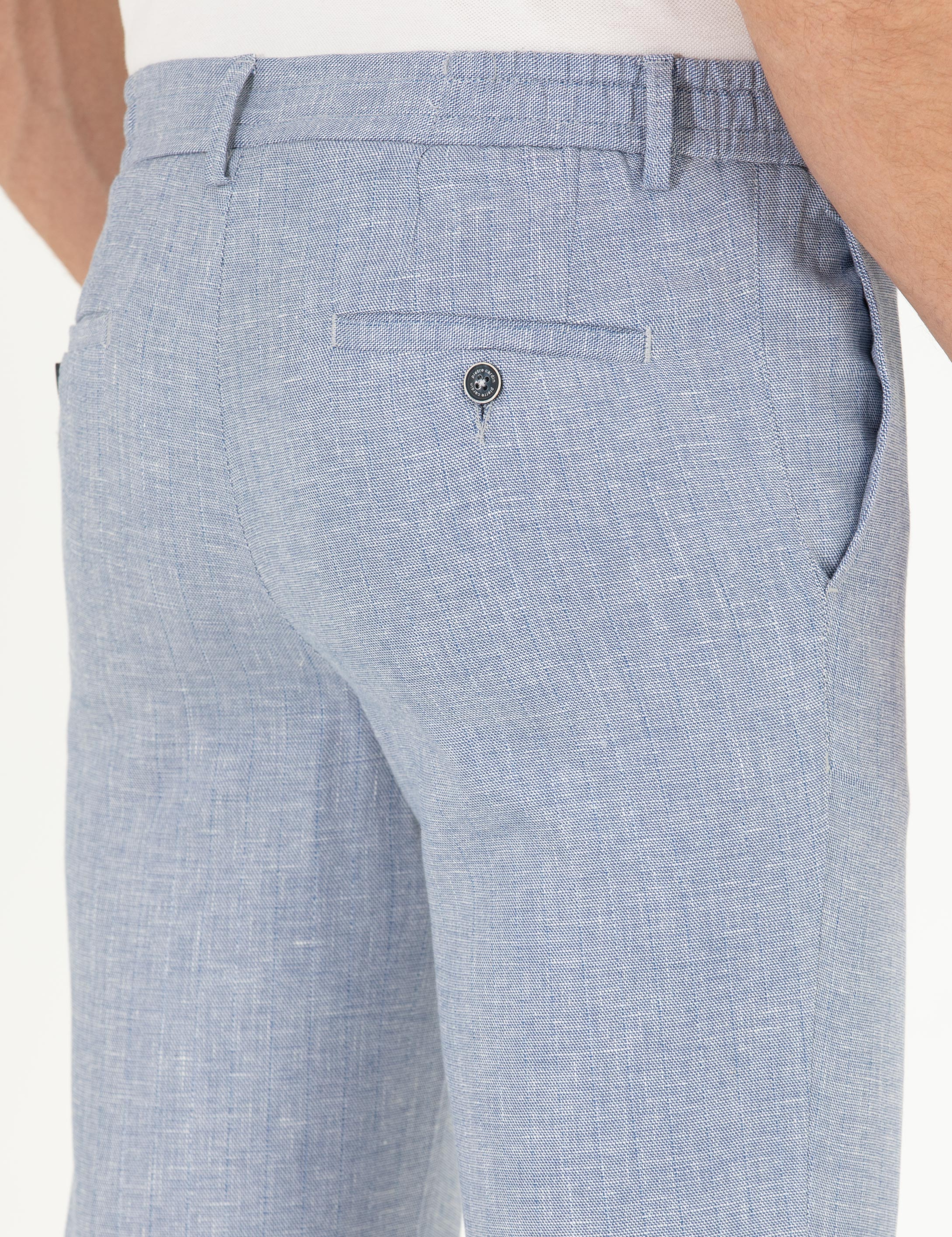 Açık Mavi Keten Karışımlı Jogger Kumaş Pantolon - Image 7