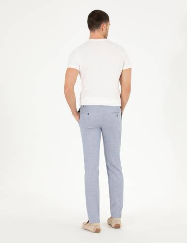 Açık Mavi Keten Karışımlı Jogger Kumaş Pantolon