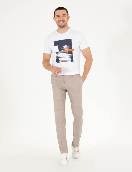 Açık Kahverengi Keten Karışımlı Jogger Kumaş Pantolon - 50265117174