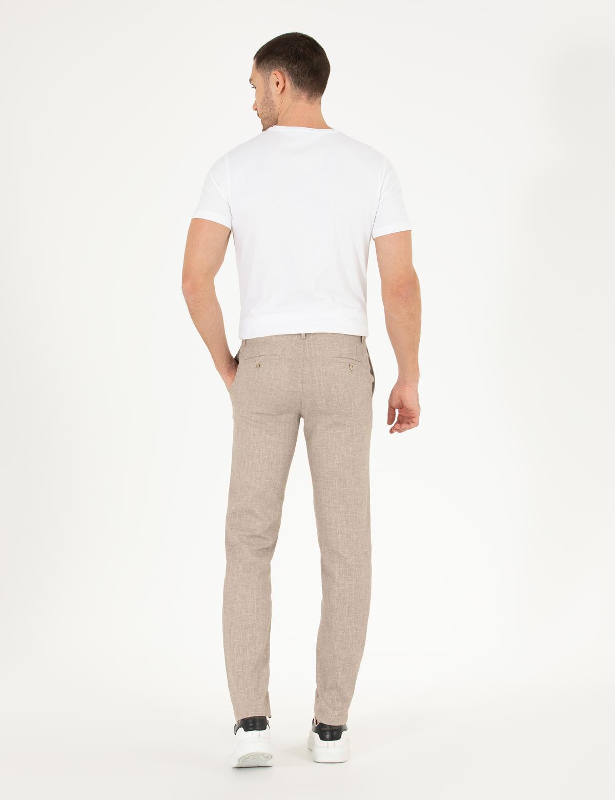 Açık Kahverengi Keten Karışımlı Jogger Kumaş Pantolon - 50265117174