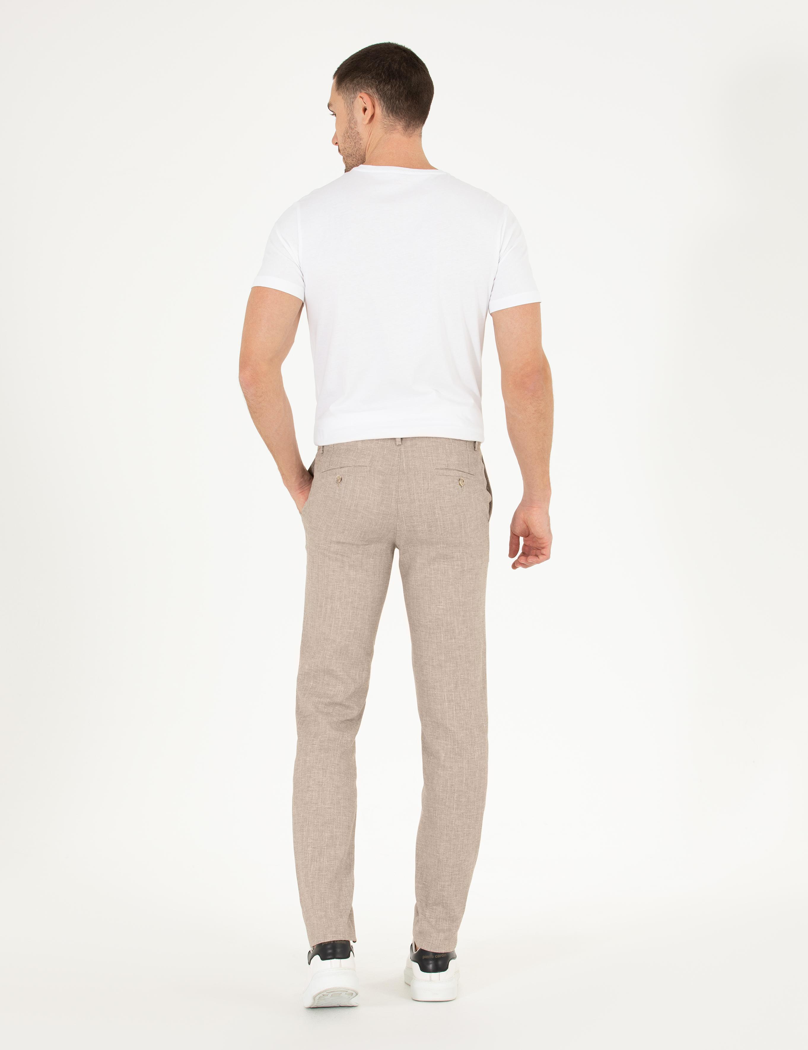 Açık Kahverengi Keten Karışımlı Jogger Kumaş Pantolon