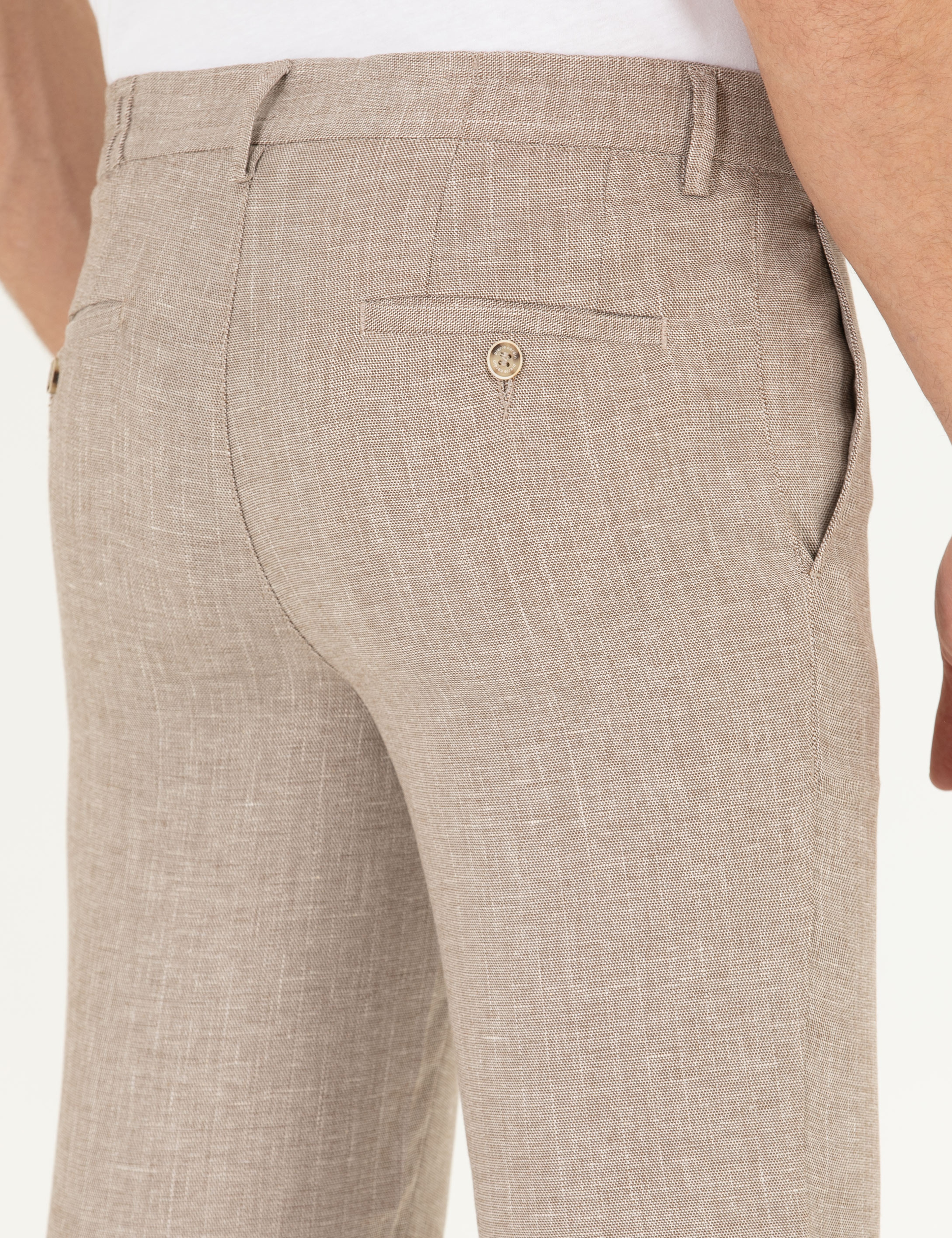 Açık Kahverengi Keten Karışımlı Jogger Kumaş Pantolon - Image 7