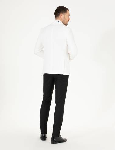 Beyaz Ex. Slim Fit Yelekli Smokin