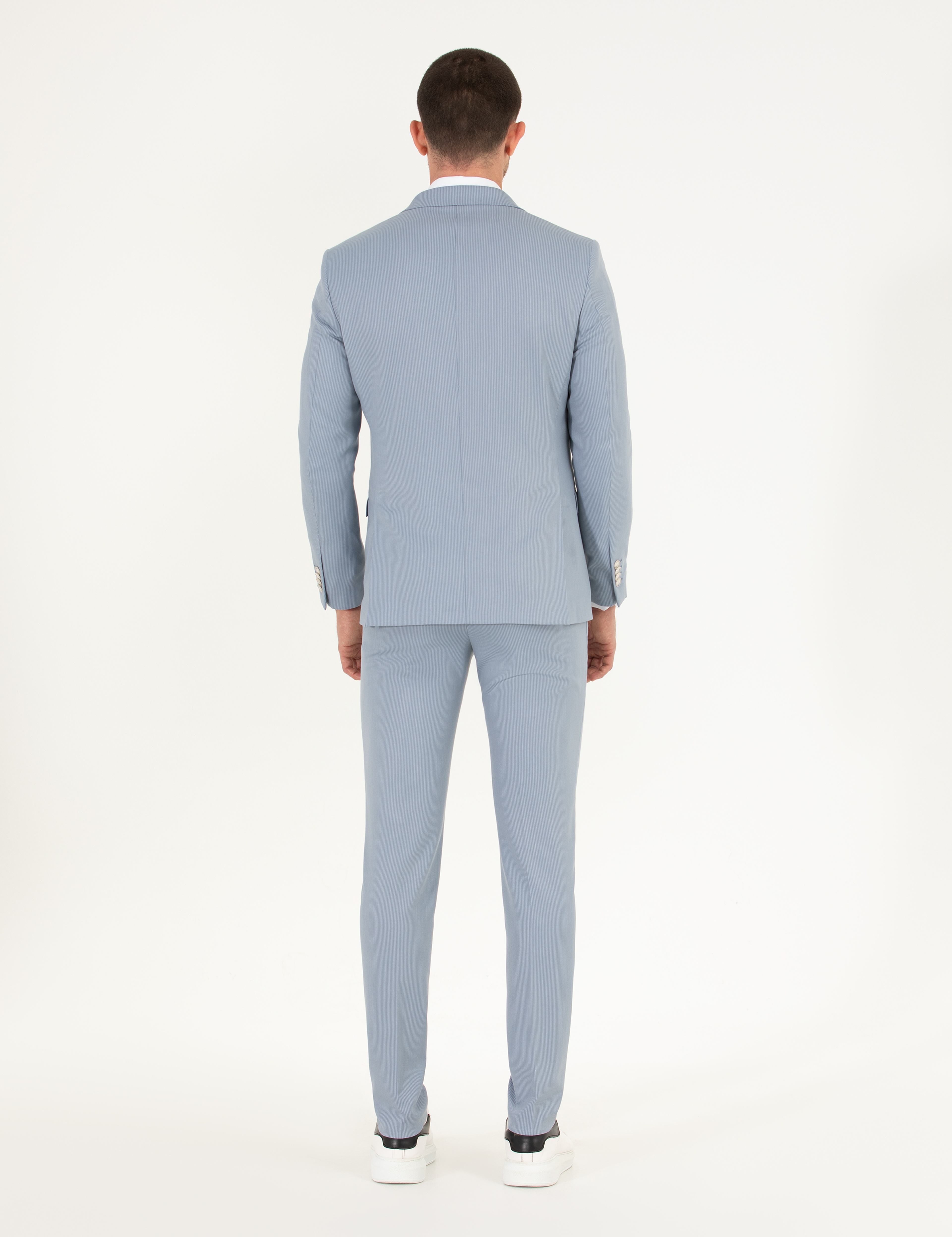 Açık Mavi Ex. Slim Fit Yelekli Takım Elbise - Image 6