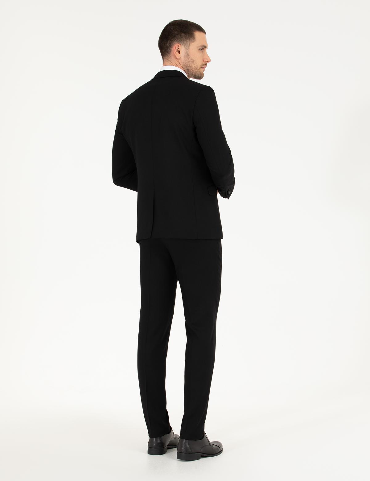 Siyah Ex. Slim Fit Yelekli Takım Elbise - 50268603026