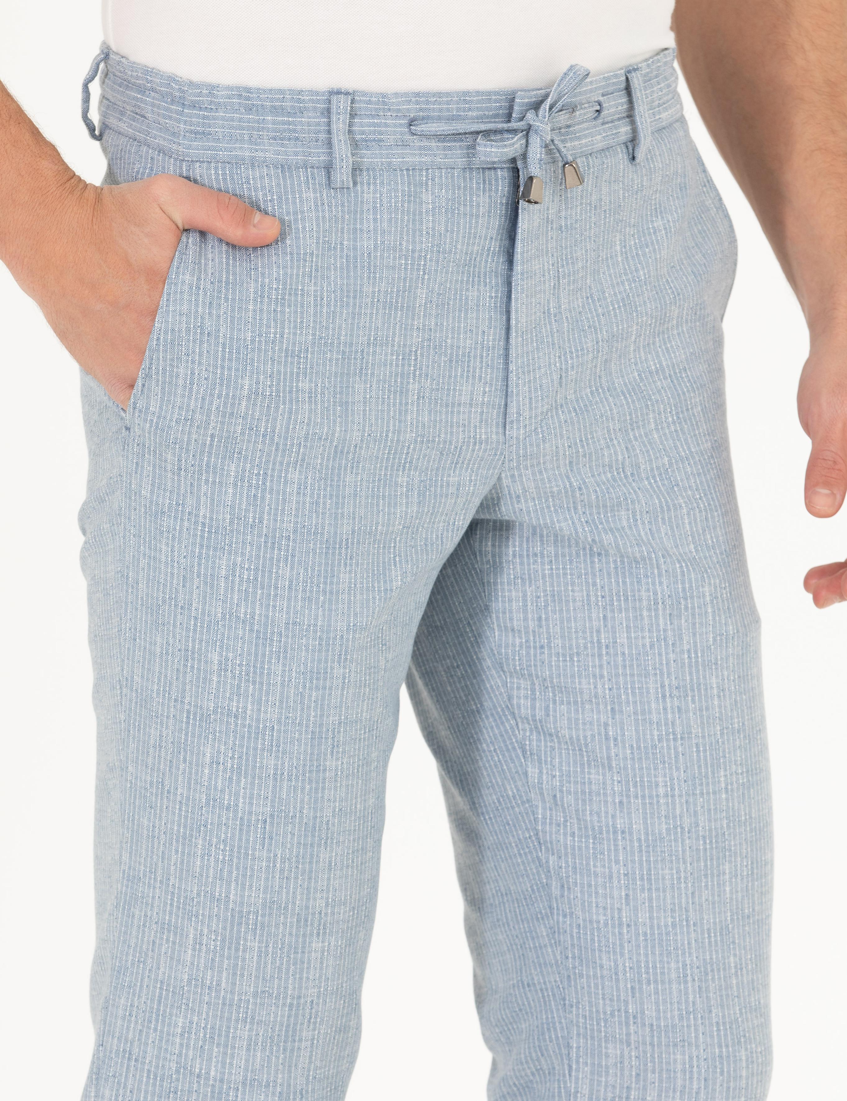 Açık Mavi Slim Fit Kumaş Pantolon