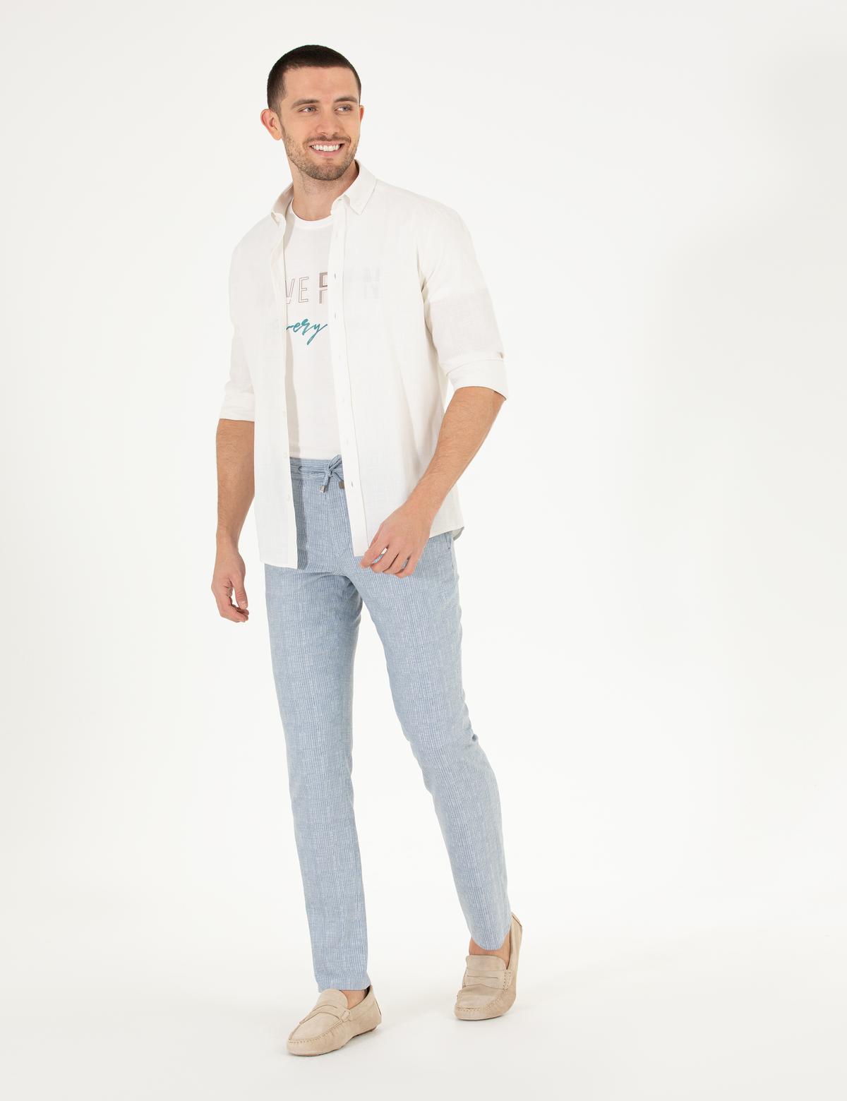 Açık Mavi Slim Fit Kumaş Pantolon - 50268931018