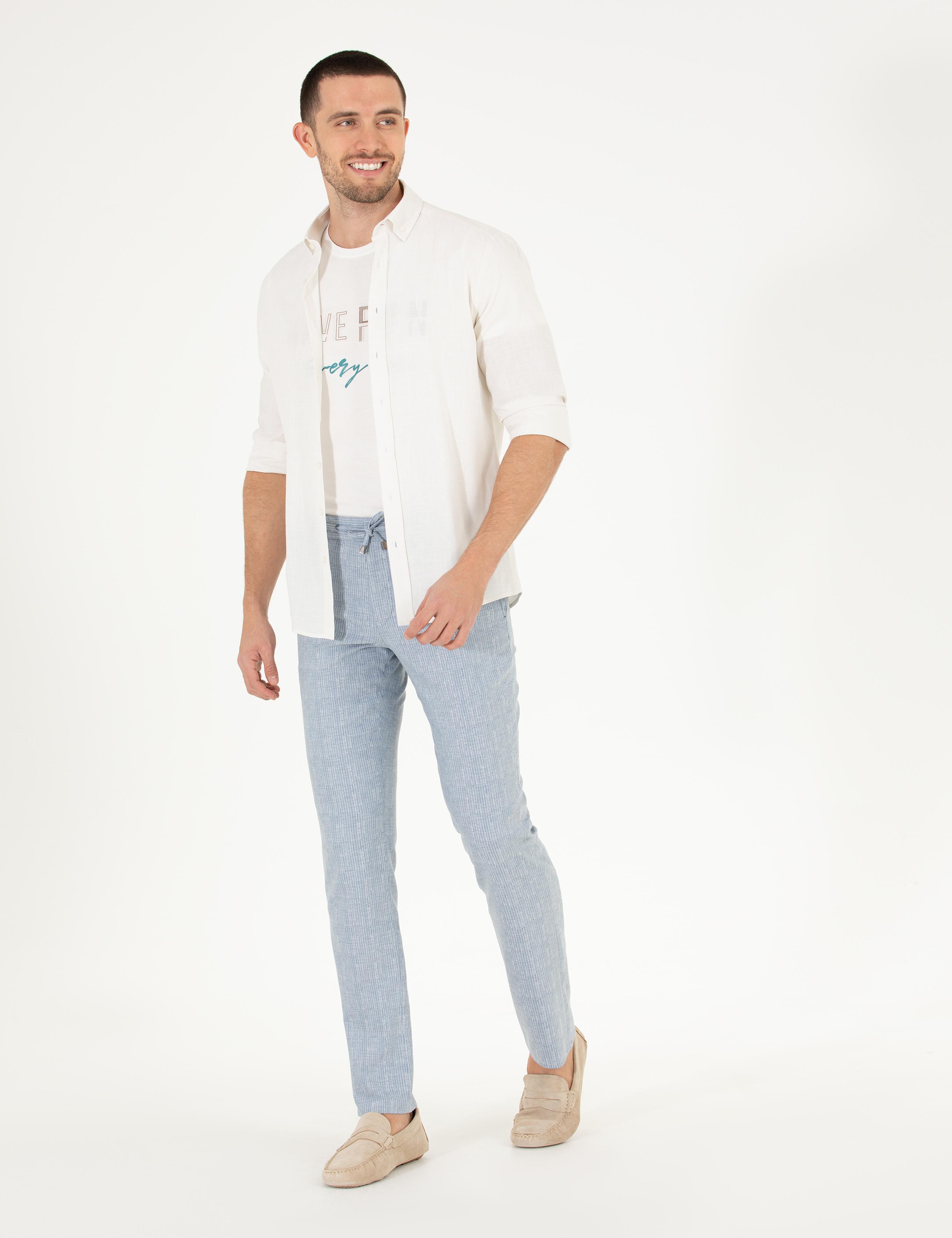 Açık Mavi Slim Fit Kumaş Pantolon