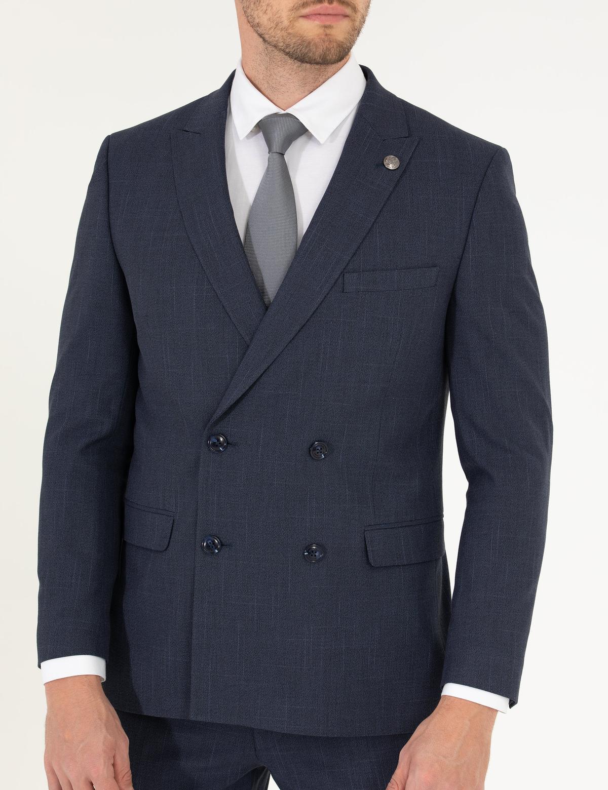 Lacivert Kruvaze Ex. Slim Fit Takım Elbise - 50269203005