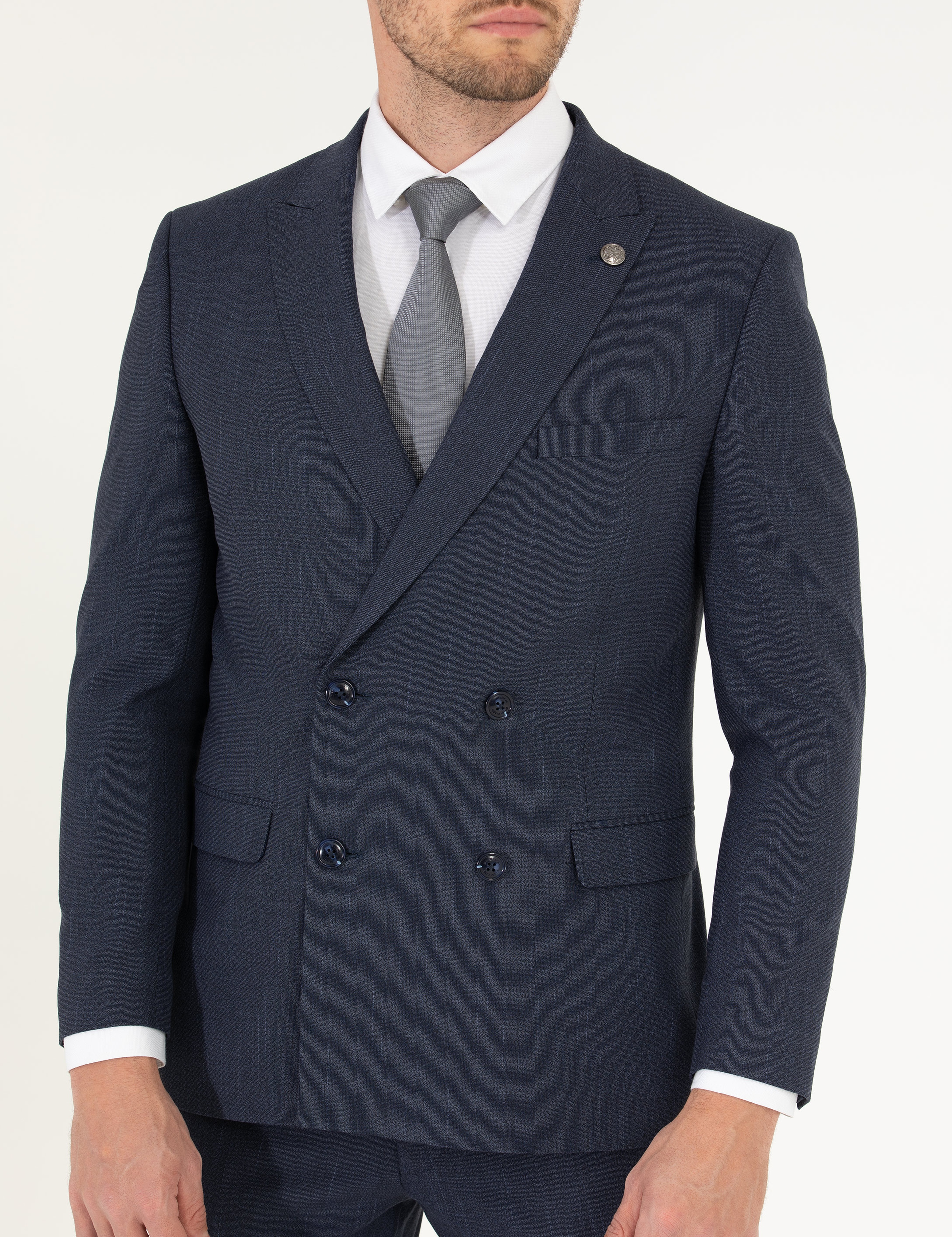 Lacivert Kruvaze Ex. Slim Fit Takım Elbise - Image 6