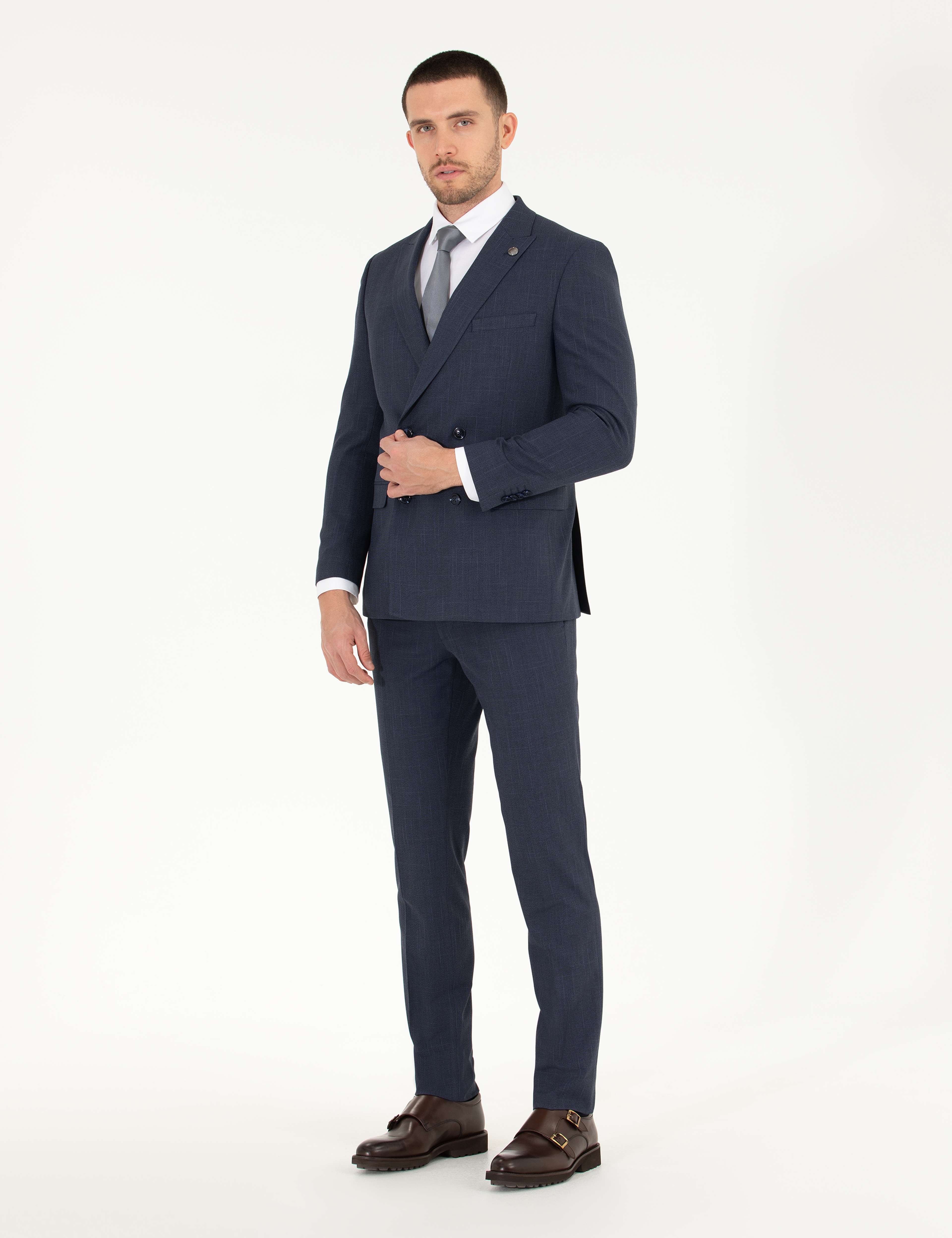 Lacivert Kruvaze Ex. Slim Fit Takım Elbise - Image 4