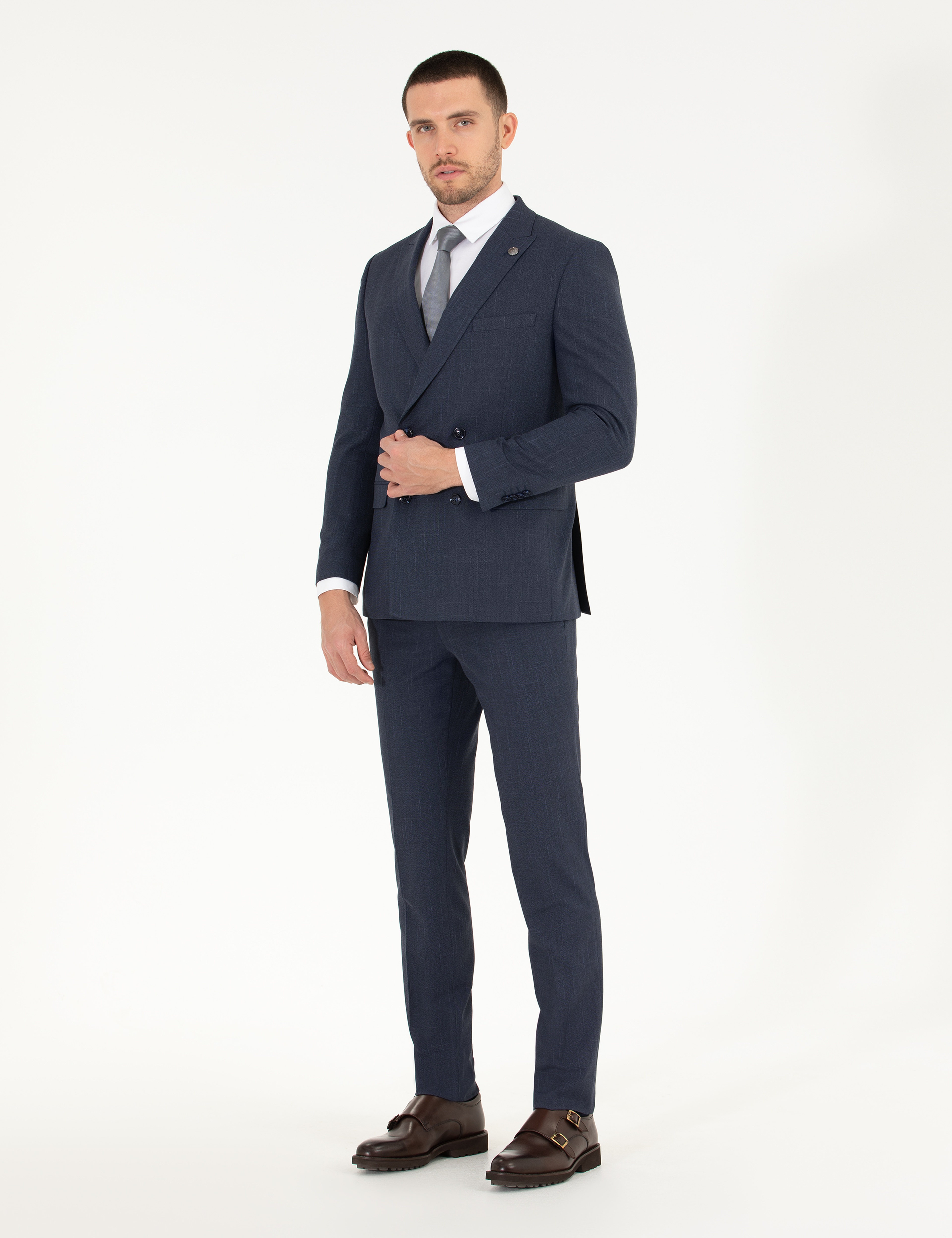 Lacivert Kruvaze Ex. Slim Fit Takım Elbise