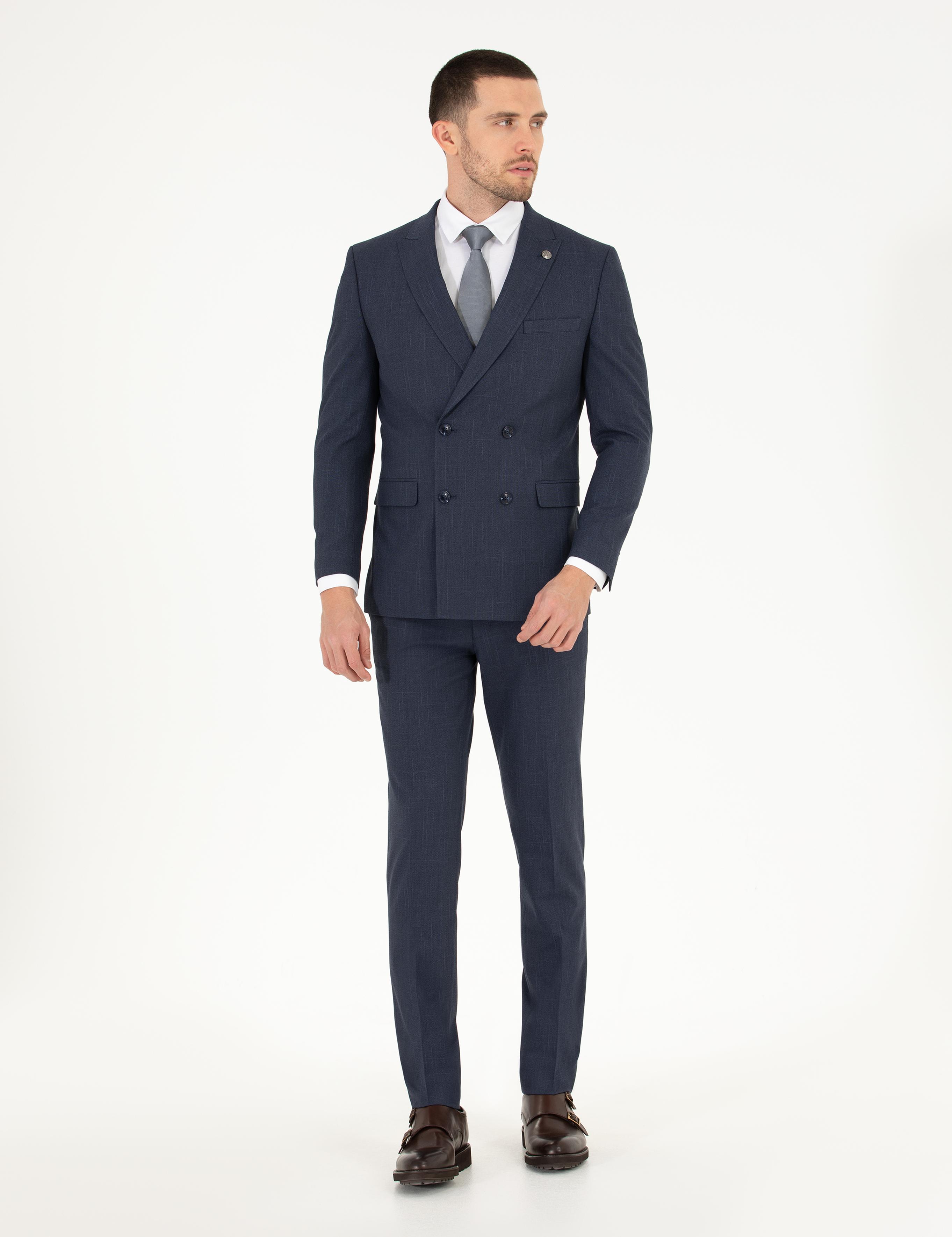 Lacivert Kruvaze Ex. Slim Fit Takım Elbise