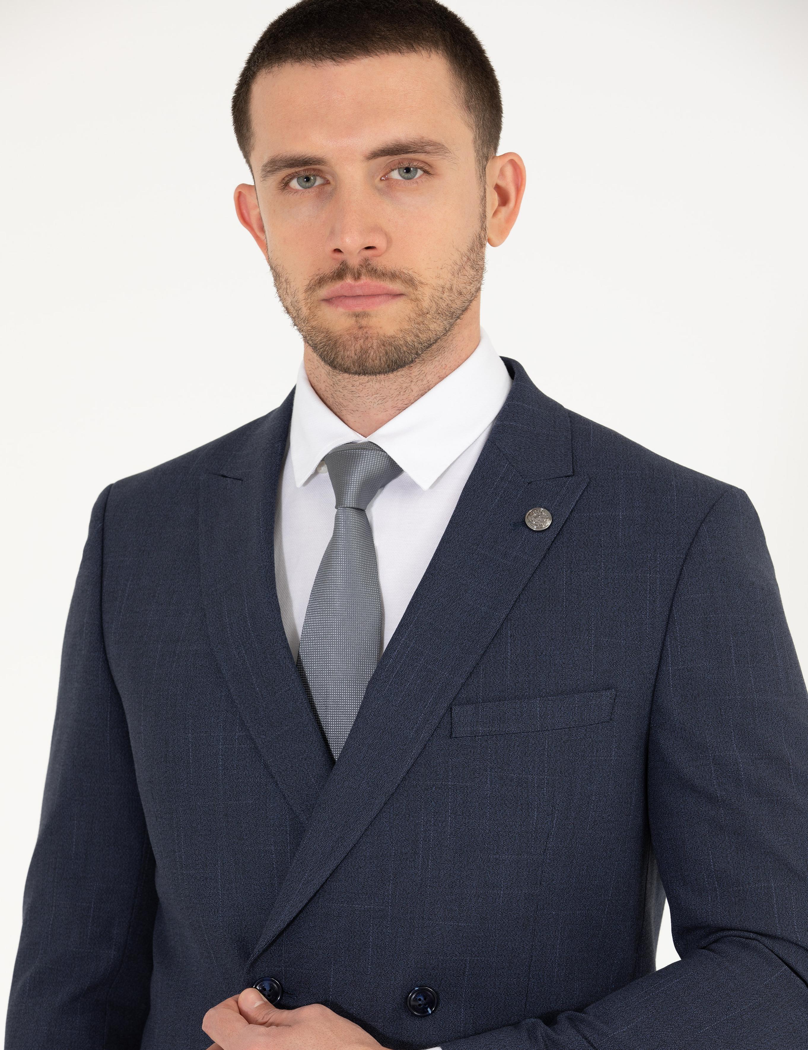 Lacivert Kruvaze Ex. Slim Fit Takım Elbise