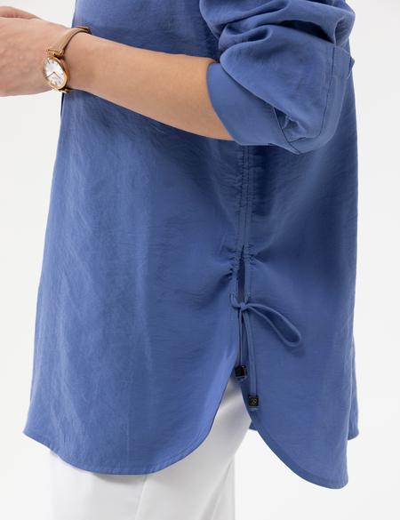 Koyu Mavi Oversize Uzun Kollu Gömlek - 50262537022