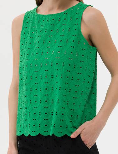 Zümrüt Crop Top Kolsuz Bluz