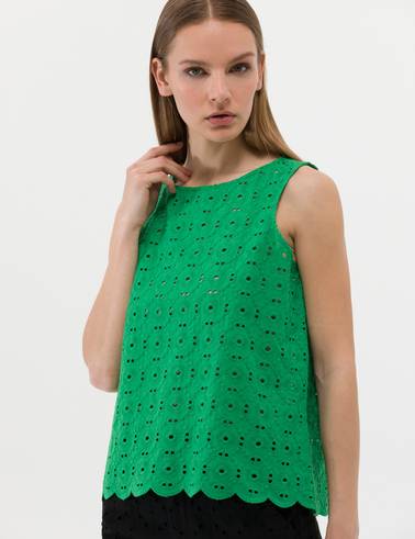 Zümrüt Crop Top Kolsuz Bluz