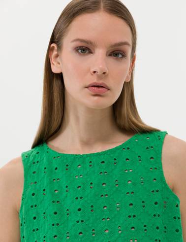 Zümrüt Crop Top Kolsuz Bluz