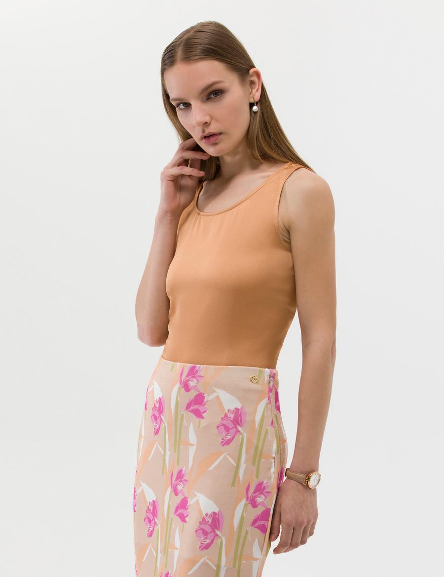 Kahverengi Regular Fit Kolsuz Bluz