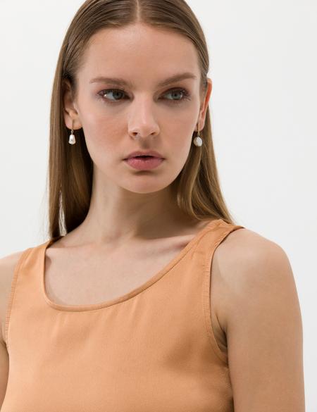 Kahverengi Regular Fit Kolsuz Bluz - 50262567030