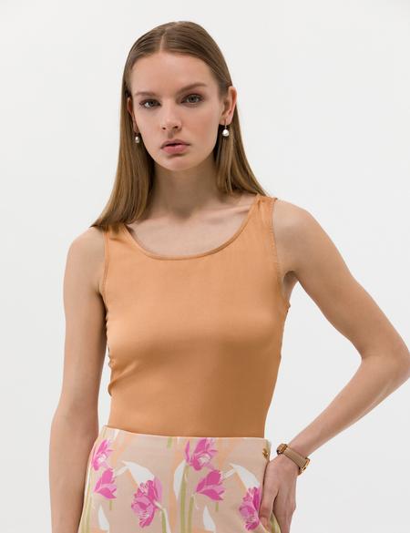 Kahverengi Regular Fit Kolsuz Bluz - 50262567030