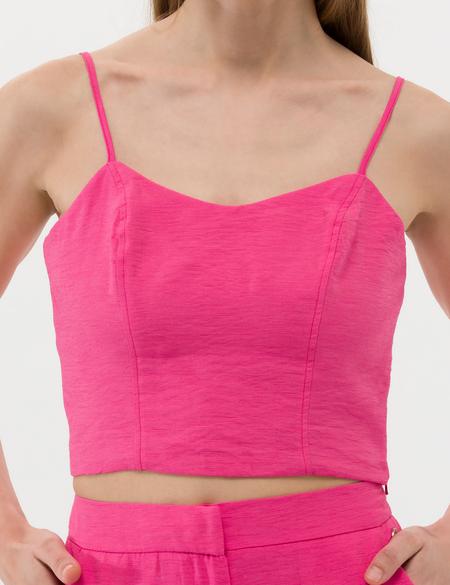 Pembe Crop Top Kolsuz Bluz - 50269351018