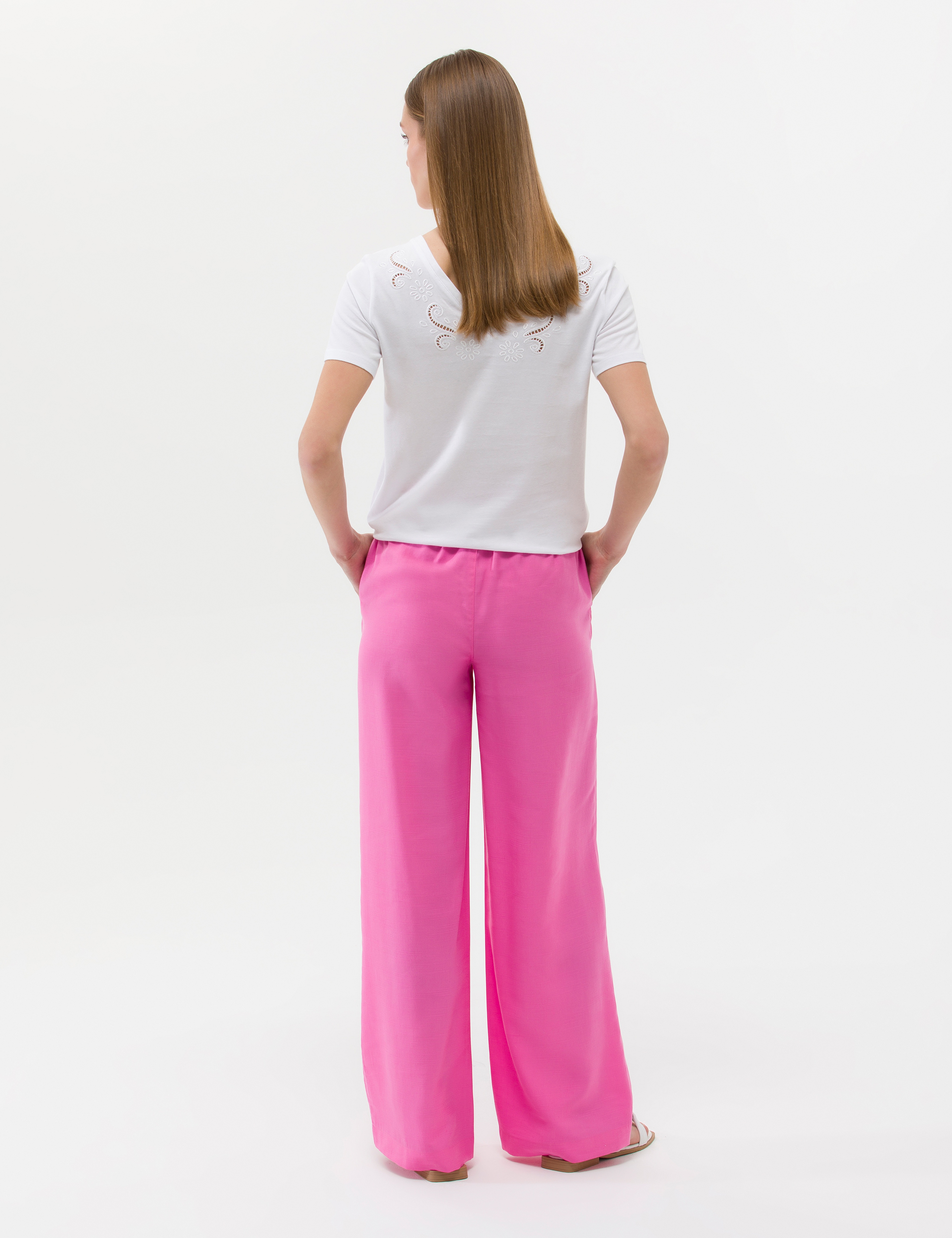 Pembe Elastik Belli Loose Fit Pantolon - Image 4