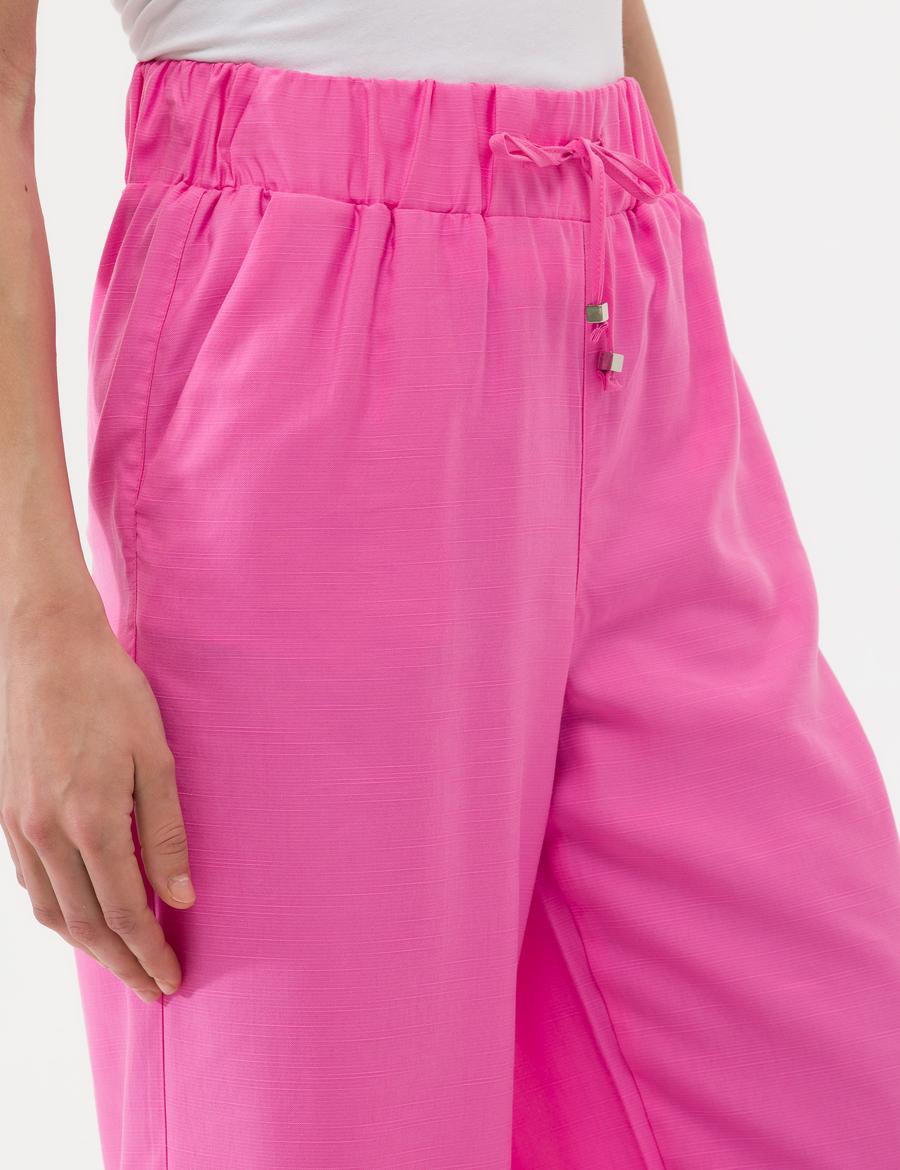 Pembe Elastik Belli Loose Fit Pantolon