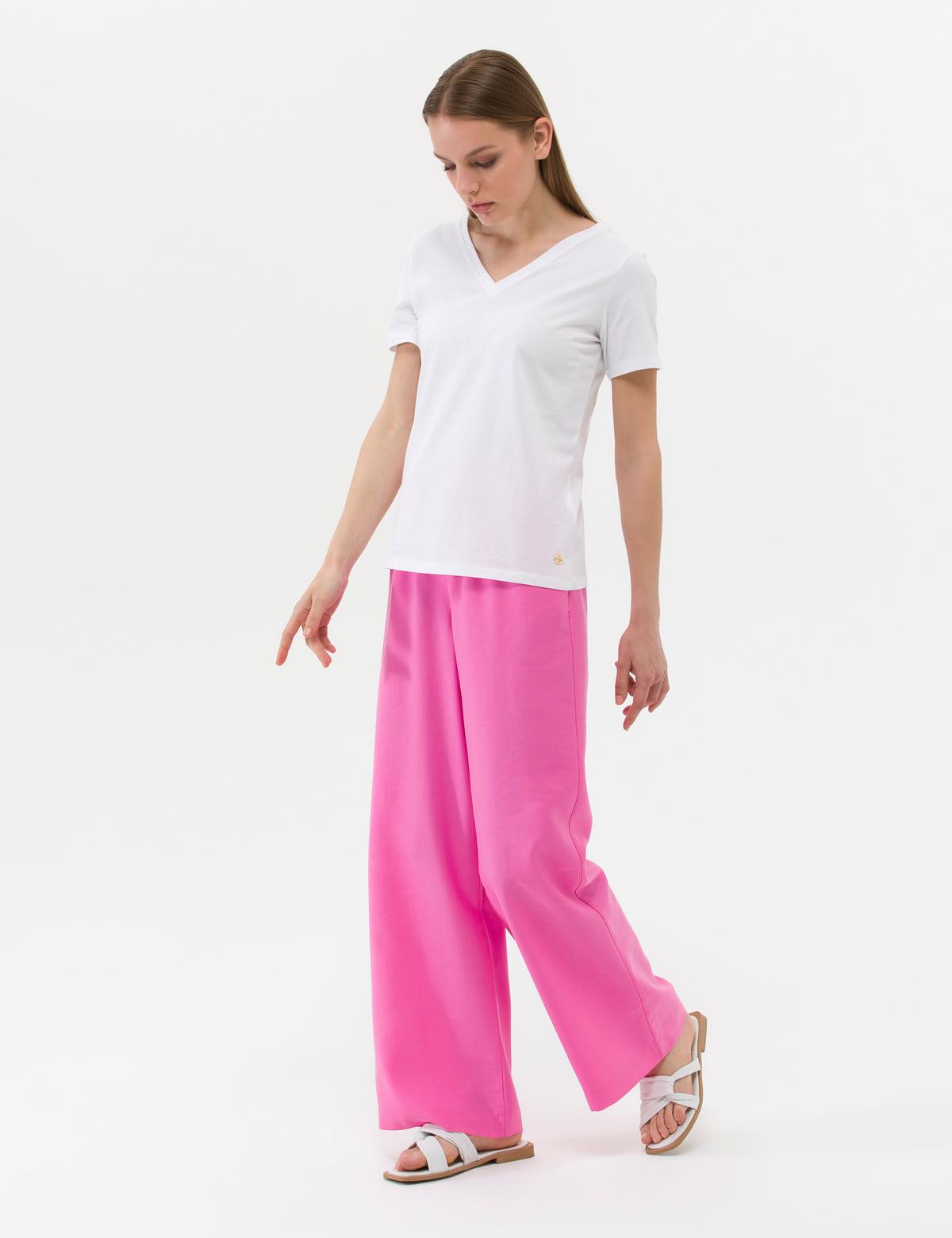 Pembe Elastik Belli Loose Fit Pantolon